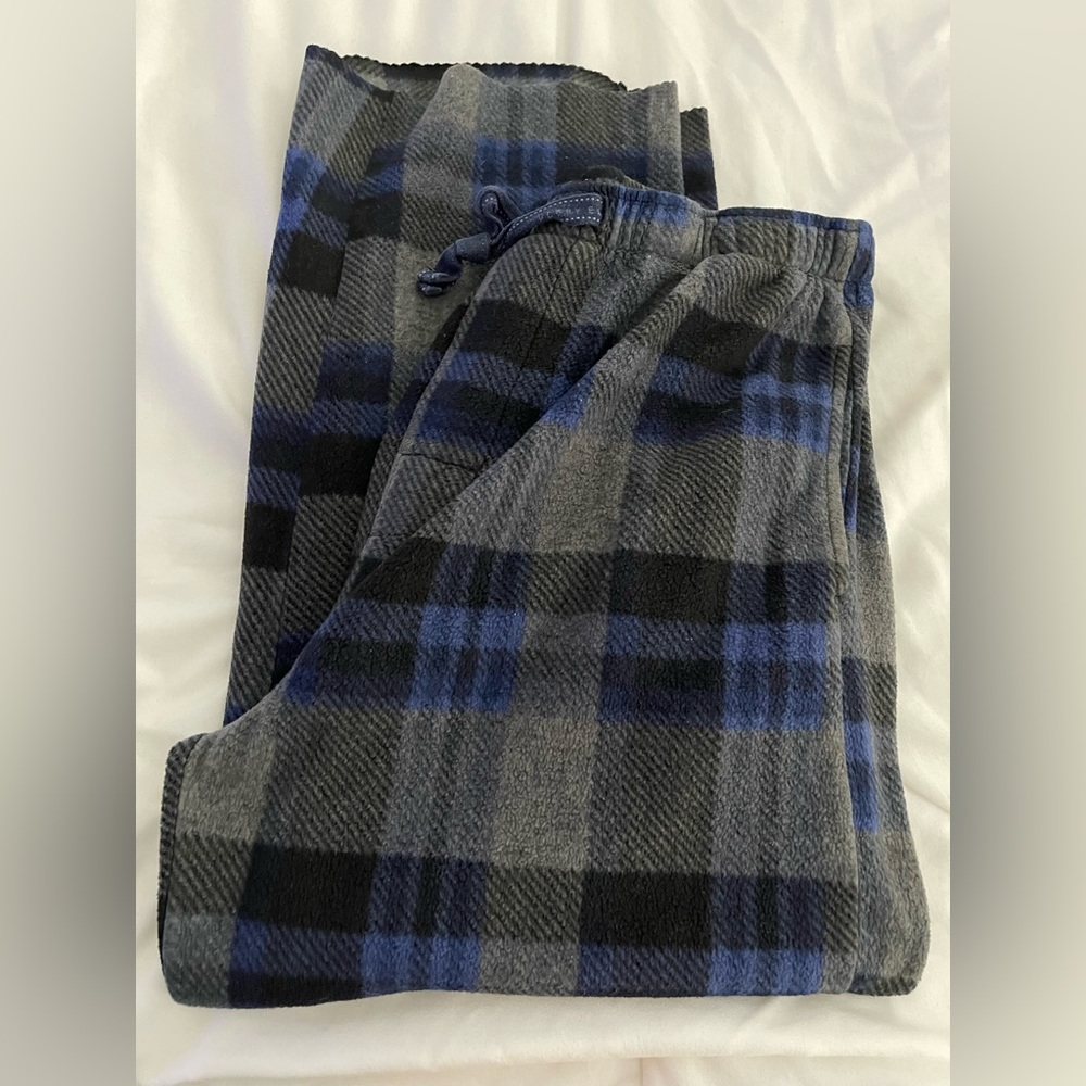 PERRY ELLIS PORTFOLIO Men's Blue and Gray Plaid Lounge Pants